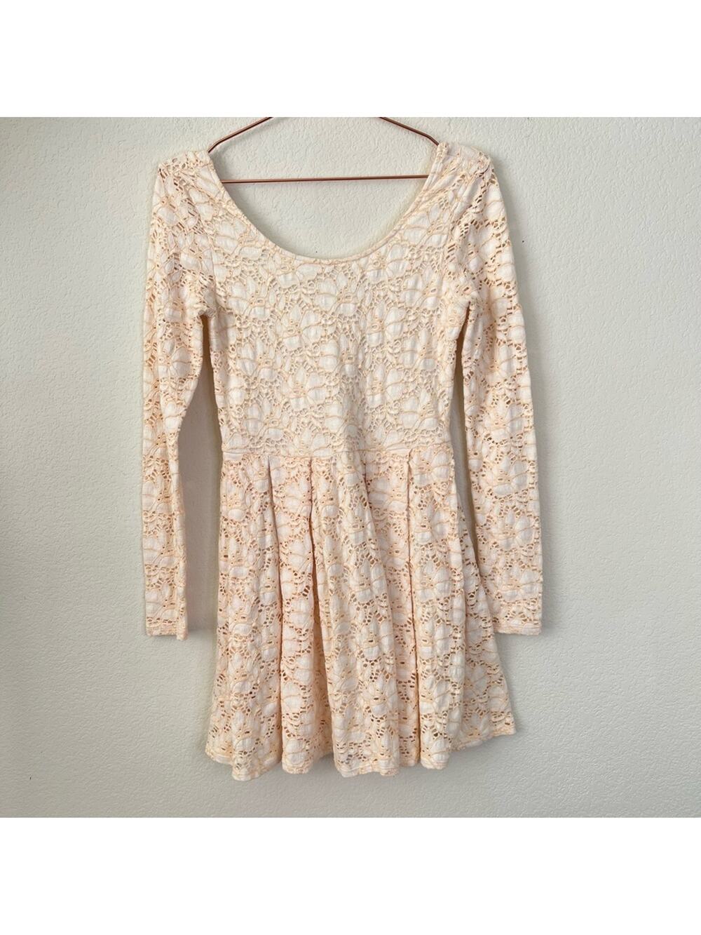 Free People Floral Fit And Flare Dress Yellow Ombré Lace long sleeve